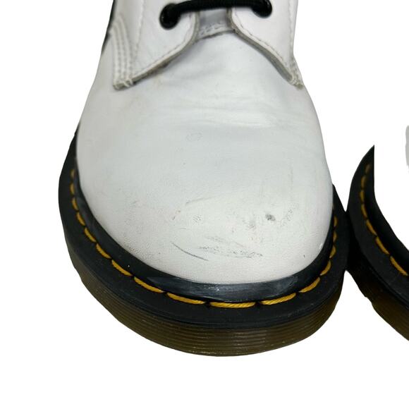 Dr. Martens 1460 Flat White Combat Boots - WHITE & BLACK - Picture 2 of 12